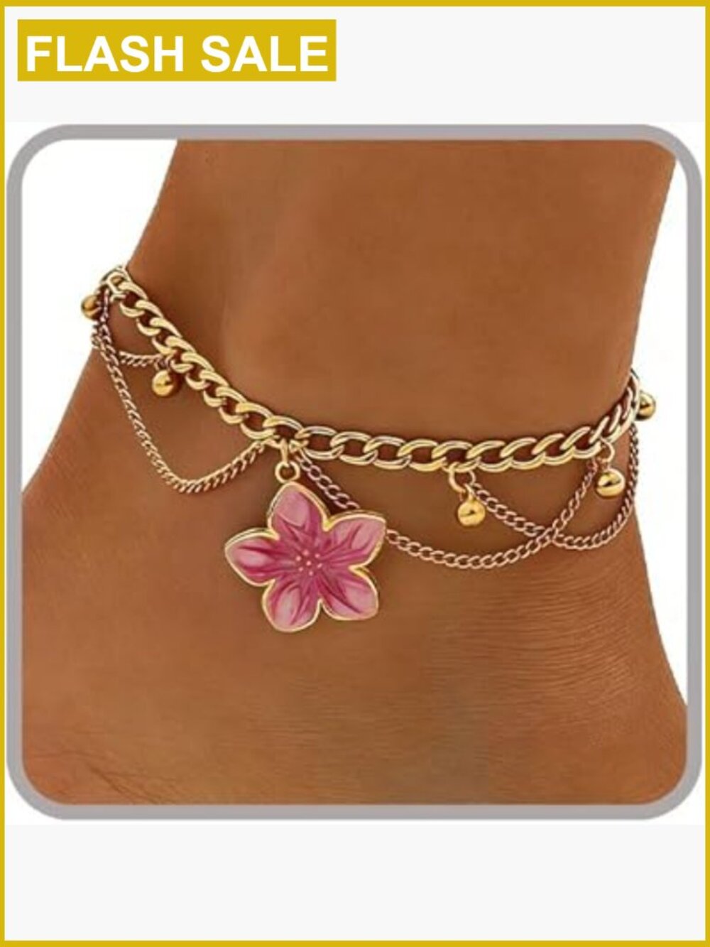 Ankle Bracelet with Extension Chain - Adjustable Flower Pendant Anklet
